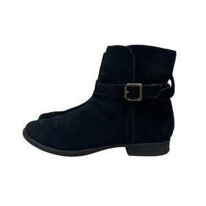 Sam Edelman Malone Black Distressed Suede Buckle Strap Split Shaft Booties #1026